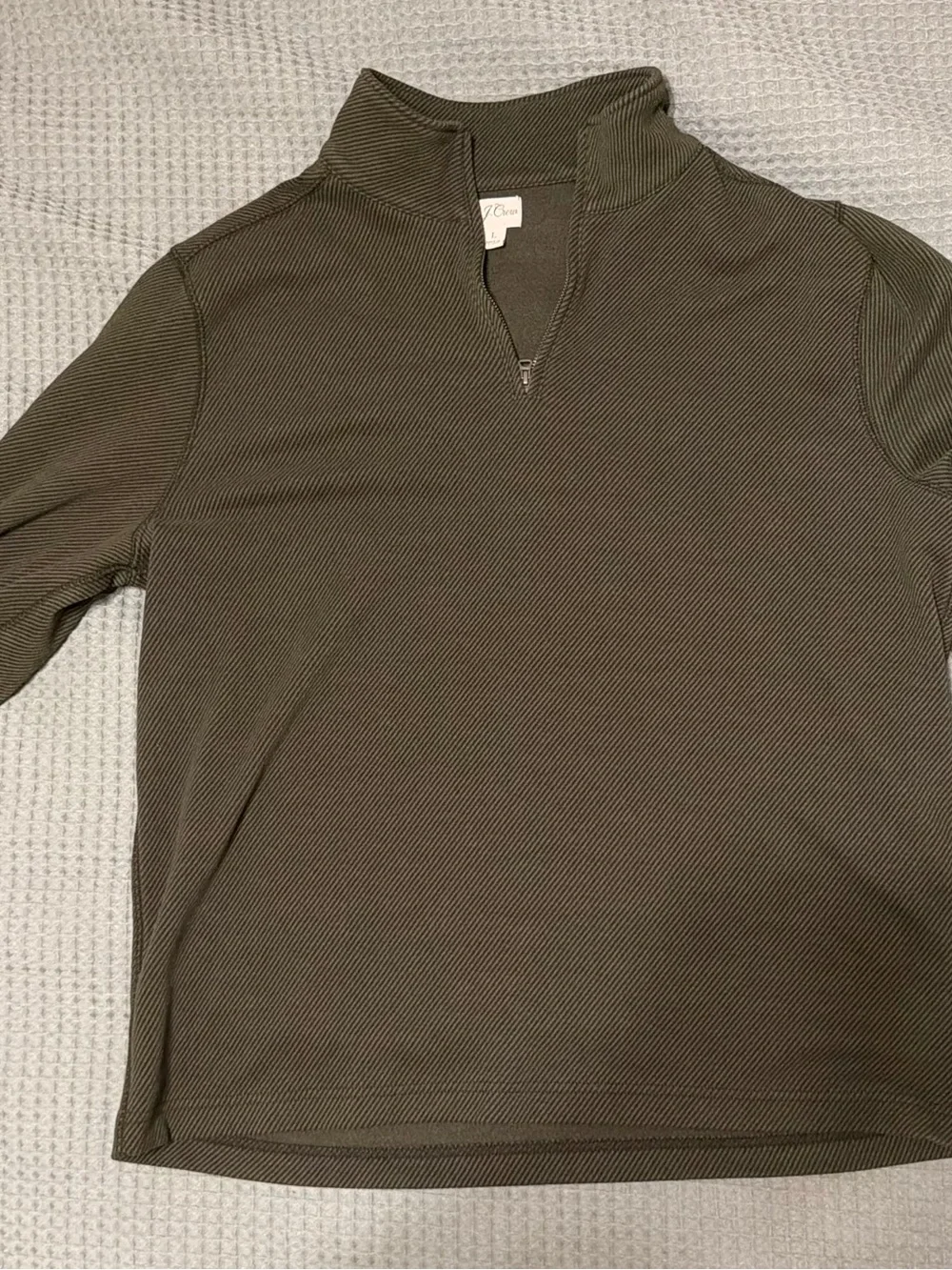 J. Crew Men's Olive Quarter-Zip Sweater